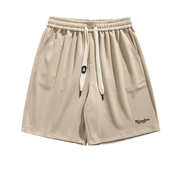 Iyufng Mens Shorts Athletic Men's Shorts,Mawcllous Men's Loose Straight Leg Summer Athleisure Elasticated Waist Drawstring Cropped Shorts