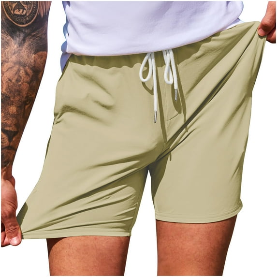 Iyufng Mens Shorts Athletic Men's Shorts,Men's Casual Drawstring Stretch Waist Summer Quick Dry Beach Athletic Gym Shorts with Pocket