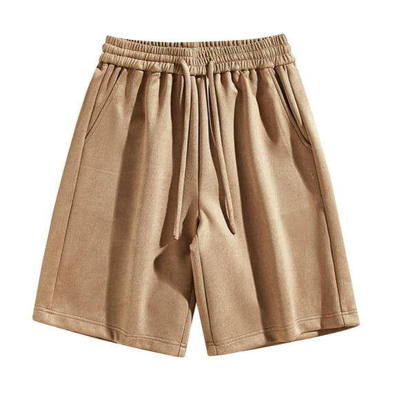 Iyufng Mens Shorts Athletic Men's Shorts,Men's Summer Leisure Sports Elastic Waist Solid Color Drawstring Pocket Shorts