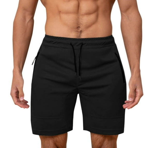 Iyufng Mens Shorts with Pockets Athletic,Men's Shorts,Men's Fashion Casual Solid Color Quick Drying Elastic Rope Waist Casual Sports Shorts