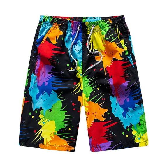 Iyufng Mens Shorts with Pockets,Men's Shorts Drawstring,Men's Holiday Style Printing Special Print Beach Quick Drying Casual Shorts.