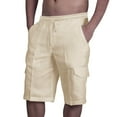 thumbnail image 1 of Iyufng Mens Shorts with Pockets Men's Shorts Linen Casual,Elastic Waist Summer Fashion Drawstring Solid Color Loose Casual Five Pants Beach Casual Trouser Shorts Pants, 1 of 8