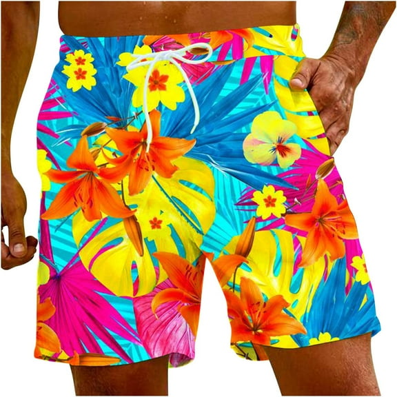 Iyufng Mens Shorts with Pockets Men's Shorts Drawstring,Men's Special Print Beach Casual Trouser Shorts Pants