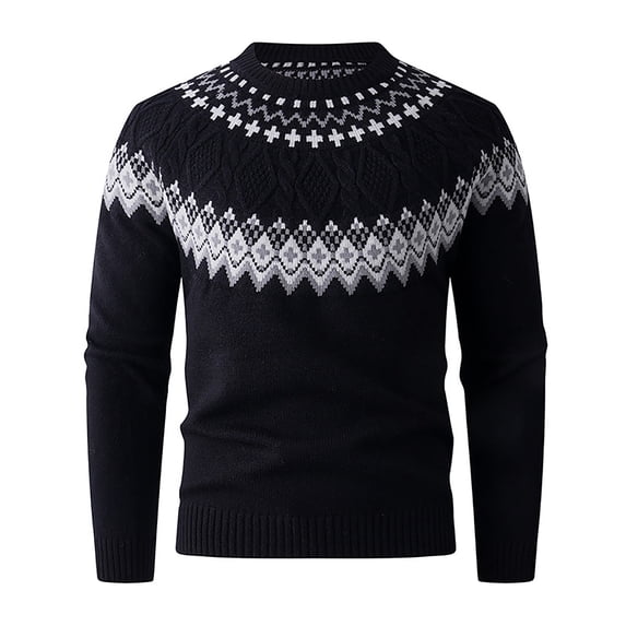 Iyufng Mens Sweaters and Pullovers Fair Isle Geometric Pattern Winter Knit Tops