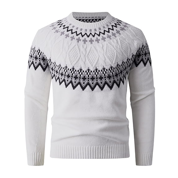 Iyufng Mens Sweaters and Pullovers Fair Isle Geometric Pattern Winter Knit Tops
