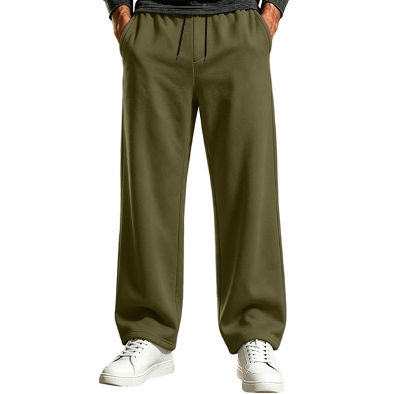 Iyufng Mens Wide Leg Sweatpants Drawstring Elastic Waist Full Length Loose Casual Pants with Pockets