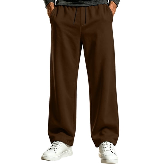 Iyufng Mens Wide Leg Sweatpants Drawstring Elastic Waist Full Length Loose Casual Pants with Pockets