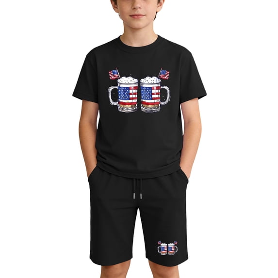 Iyufng Outfit Sets for Boys and Girls,Summer Independence Day Printed 2 Pieces Set