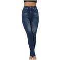 thumbnail image 1 of Iyufng Pants for Women Plus Size Full Length Pants,Women's Imitation Denim Printed Leggings Capris High Waisted Elastic Pencil Pants,Gifts for Her, 1 of 8