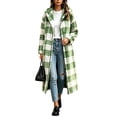 thumbnail image 1 of Iyufng Plaid Fuzzy Fleece Long Hooded Coats for Women Full Zip Long Sleeve Casual Warm Winter Outerwear with Side Pockets, 1 of 7