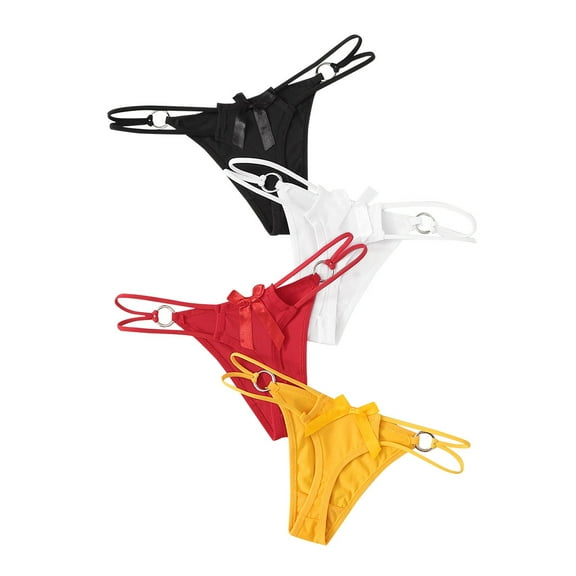 Iyufng Plus Size Panties for Women,Women's Panties 4PC Women Solid Hollow Out Underwear Panties G-string Lingerie Thongs,Womens Panties
