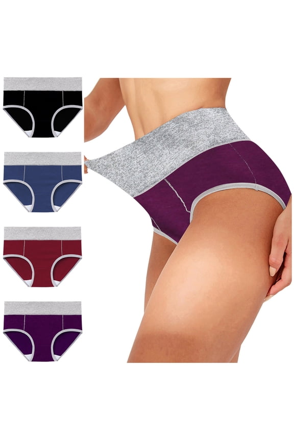 Plus Size Panties for Women,Women's Panties,Pack of 4 Women Solid Color Patchwork Briefs Panties Underwear Knickers Bikini U,Womens Panties