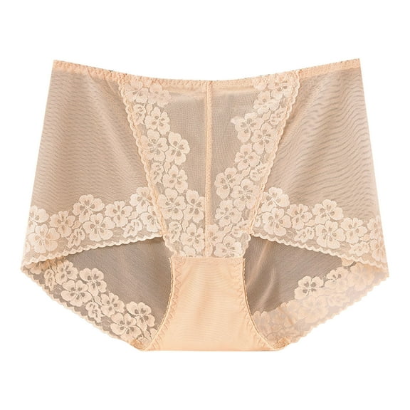 Iyufng Plus Size Panties for Women,Women's Panties,Women Solid Color High Waisted Mesh Breathable and Lace Hollow Underwear Panties,Womens Panties