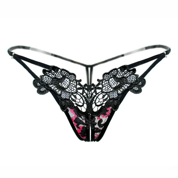 Iyufng Plus Size Panties for Women,Women's Panties,Women's Fashion Embroidery Flower Transparent Gauze Low Waist G-string Pants Panties Thong,Womens Thongs