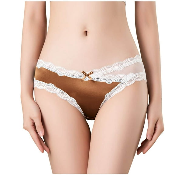 Iyufng Plus Size Panties for Women,Women's Panties Women's Sexy Lace Mid Low Waist Silk Love Mesh Pants Briefs,Womens Panties
