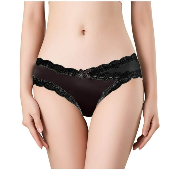 Iyufng Plus Size Panties for Women,Women's Panties Women's Sexy Lace Mid Low Waist Silk Love Mesh Pants Briefs,Womens Panties