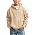thumbnail image 1 of Iyufng Quarter Zip Hoodies for Boys Waffle Texture Ribbed Cuff & Hem Relaxed Fit Daily School Long Sleeve Pullover Sweatshirt, 1 of 4