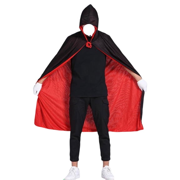 Iyufng Reversible Black Red Halloween Cape Hooded Long Cloak Vampire Witch Devil Cosplay Outfit for Carnival Halloween Party
