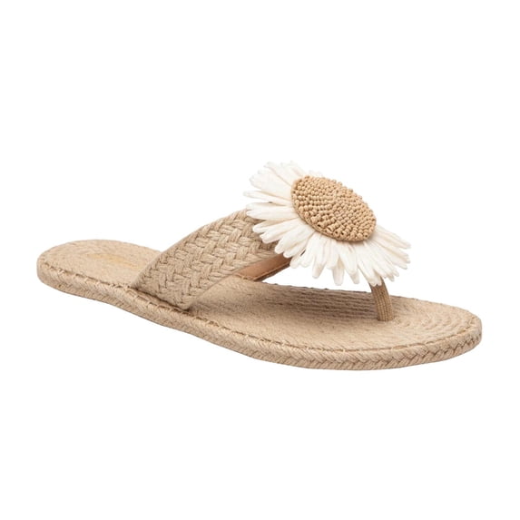 Iyufng Sandals for Women Woven Rope Floral Thong Sandals Summer Fashion Casual Flat Beach Sandals