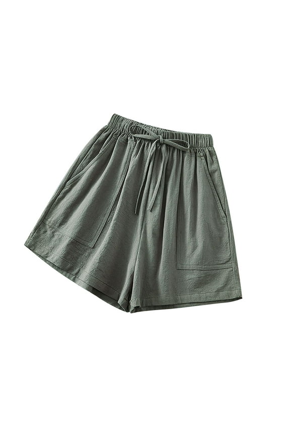 Shorts for Women Plus Size Shorts,Women's cotton linen shorts loose high waist casual wide legged pants hot pants