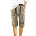 thumbnail image 1 of Iyufng Shorts for Women Plus Size 4Th of July Casual Linen Shorts Women,Cotton and Linen Fashionable Printing Elastic Waist Drawstring 5-inch Shorts, 1 of 4
