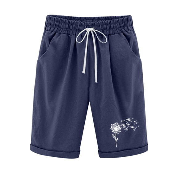 Iyufng Shorts for Women Plus Size Casual Linen Shorts Women,Fashion Women Short Printed Tight High Waist Pocket Elasticity Sports Half Shorts Pants Features