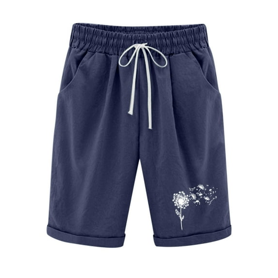 Iyufng Shorts for Women Plus Size Casual Linen Shorts Women,Fashion Women Short Printed Tight High Waist Pocket Elasticity Sports Half Shorts Pants Features