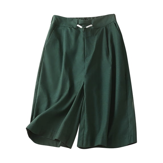 Iyufng Shorts for Women Plus Size Casual Linen Shorts Women Cotton and Linen Solid Color High Waisted Versatile Straight Leg Capris