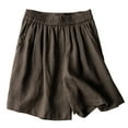 thumbnail image 1 of Iyufng Shorts for Women Plus Size Casual Linen Shorts Women Loose Fitting High Waisted Cotton Linen Wide Leg Long Pants Appear Slim and Color Pants, 1 of 6
