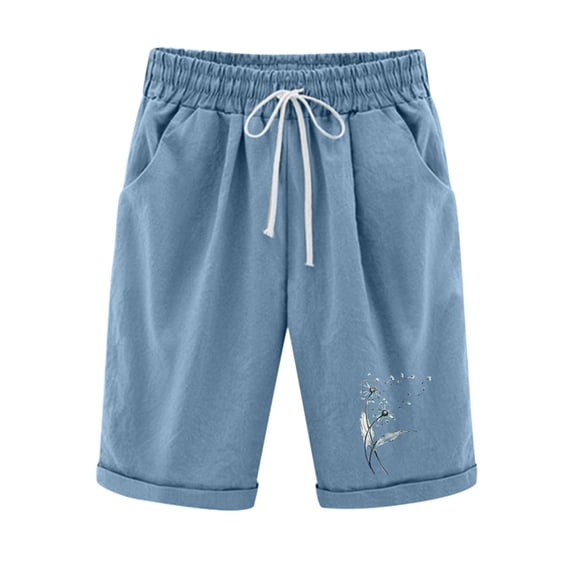 Iyufng Shorts for Women Plus Size Casual Linen Shorts Women Printed Five Points Large Size Cotton Linen Pants Pants Shorts