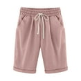 thumbnail image 1 of Iyufng Shorts for Women Plus Size Casual Linen Shorts Women Solid Color Fashionable Temperament Five Part Pants and Shorts, 1 of 3