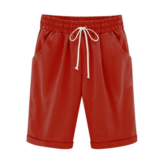 Iyufng Shorts for Women Plus Size Casual Linen Shorts Women Solid Color Fashionable Temperament Five Part Pants and Shorts