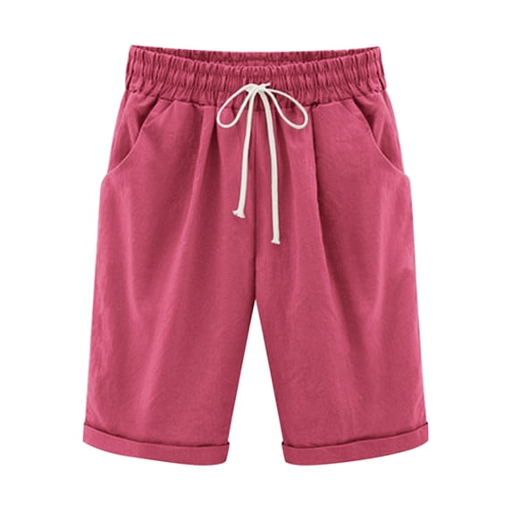Iyufng Shorts for Women Plus Size Casual Linen Shorts Women Solid Color Fashionable Temperament Five Part Pants and Shorts