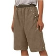 thumbnail image 1 of Iyufng Shorts for Women Plus Size Casual Linen Shorts Women Spring and Elastic Waist Cotton Linen Versatile Straight Leg Pants Capris, 1 of 6