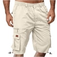 thumbnail image 1 of Iyufng Shorts for Men Athletic Solid Color Summer Casual Relaxed Fit Elastic Waistband Zipper Pockets, 1 of 5