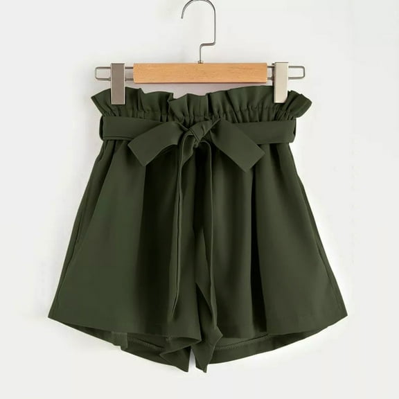 Iyufng Shorts for Women Plus Size Shorts,Women Retro Casual Fit Elastic Waist Pocket Shorts Pants with String