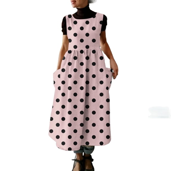 Iyufng Summer Dresses Printed Casual Sleeveless Crew Neck Maxi Dress Tank Dresses for Women with Pockets