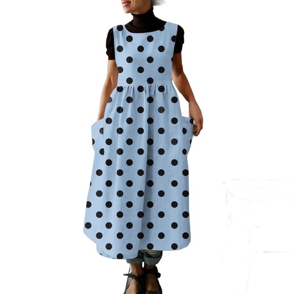 Iyufng Summer Dresses Printed Casual Sleeveless Crew Neck Maxi Dress Tank Dresses for Women with Pockets