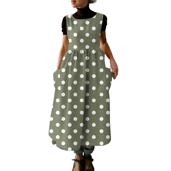 Iyufng Summer Dresses Printed Casual Sleeveless Crew Neck Maxi Dress Tank Dresses for Women with Pockets