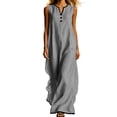 thumbnail image 1 of Iyufng Summer Dresses for Women 2026 Loose-Fit Casual Sleeveless Button-Down Patchwork Maxi Dress, 1 of 8