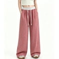 thumbnail image 1 of Iyufng Summer Girls' Checkered Drawstring Pants, 1 of 7