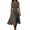 thumbnail image 1 of Iyufng Summer Maxi Dress for Women Cotton-Linen Waist-Cinched Dress, 1 of 8