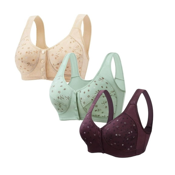 Iyufng Bras for Women,Push up Wireless Bra,3PC Woman's Plus Size Printing Comfortable Bra Underwear,Womens Bras Plus Size