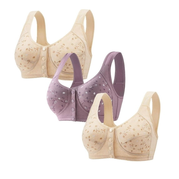 Iyufng Bras for Women,Push up Wireless Bra,3PC Woman's Plus Size Printing Comfortable Bra Underwear,Womens Bras Plus Size