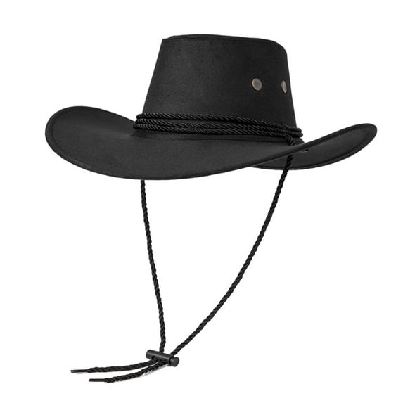 Iyufng Unisex Cowboy Hats Wide-Brimmed Hat with Breathable Adjustable Drawstring Hats for Summer