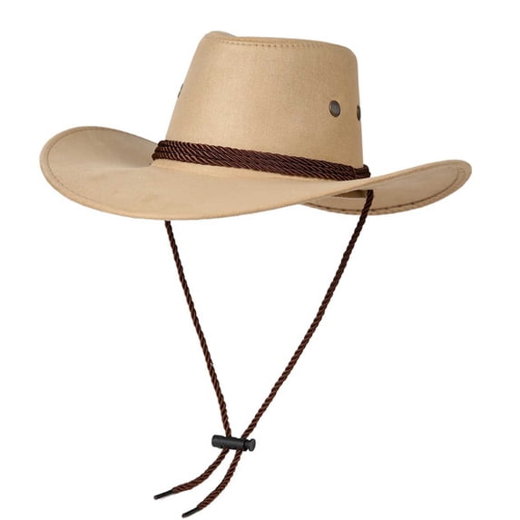 Iyufng Unisex Cowboy Hats Wide-Brimmed Hat with Breathable Adjustable Drawstring Hats for Summer