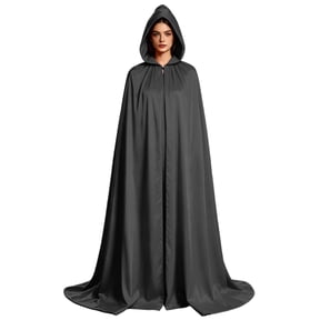 Iyufng Unisex Halloween Velour Hooded Long Cape Full Length Cloak Front Ribbon Tie Cosplay Outfit for Masquerade Carnival Party