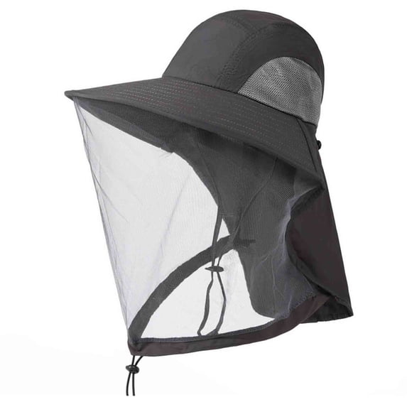 Iyufng Unisex Sun Hat Adjustable Rope Hat Mosquito-Proof Mesh Face Mask Hat
