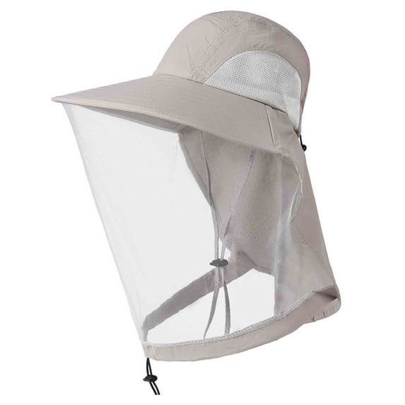 Iyufng Unisex Sun Hat Adjustable Rope Hat Mosquito-Proof Mesh Face Mask Hat