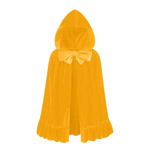 Iyufng Unisex Velvet Velvet Hooded Mid Length Cape Big Front Bow Ruffle Edge Cloak Cosplay Outfit for Halloween Carnival Photo Shoot